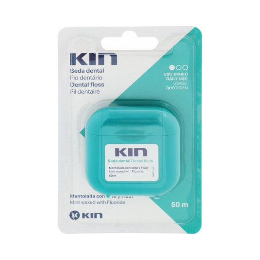 Kin 50m Waxed Dental Floss Mint Flavor with Fluoride, 1 Piece - Makkah Pharmacy