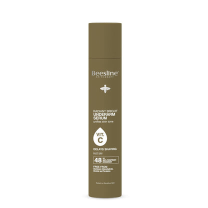 Beesline Delays Shaving Radiant Bright 48H Antiperspirant Underarm Serum Deodorant Spray with Vitamin C for Sensitive Skin, 150ml - Makkah Pharmacy