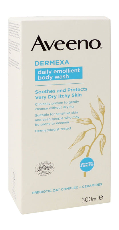 Aveeno Dermexa Daily Emollient Body Wash for Very Dry, Sensitive & Eczema Prone Skin, 300ml - Makkah Pharmacy