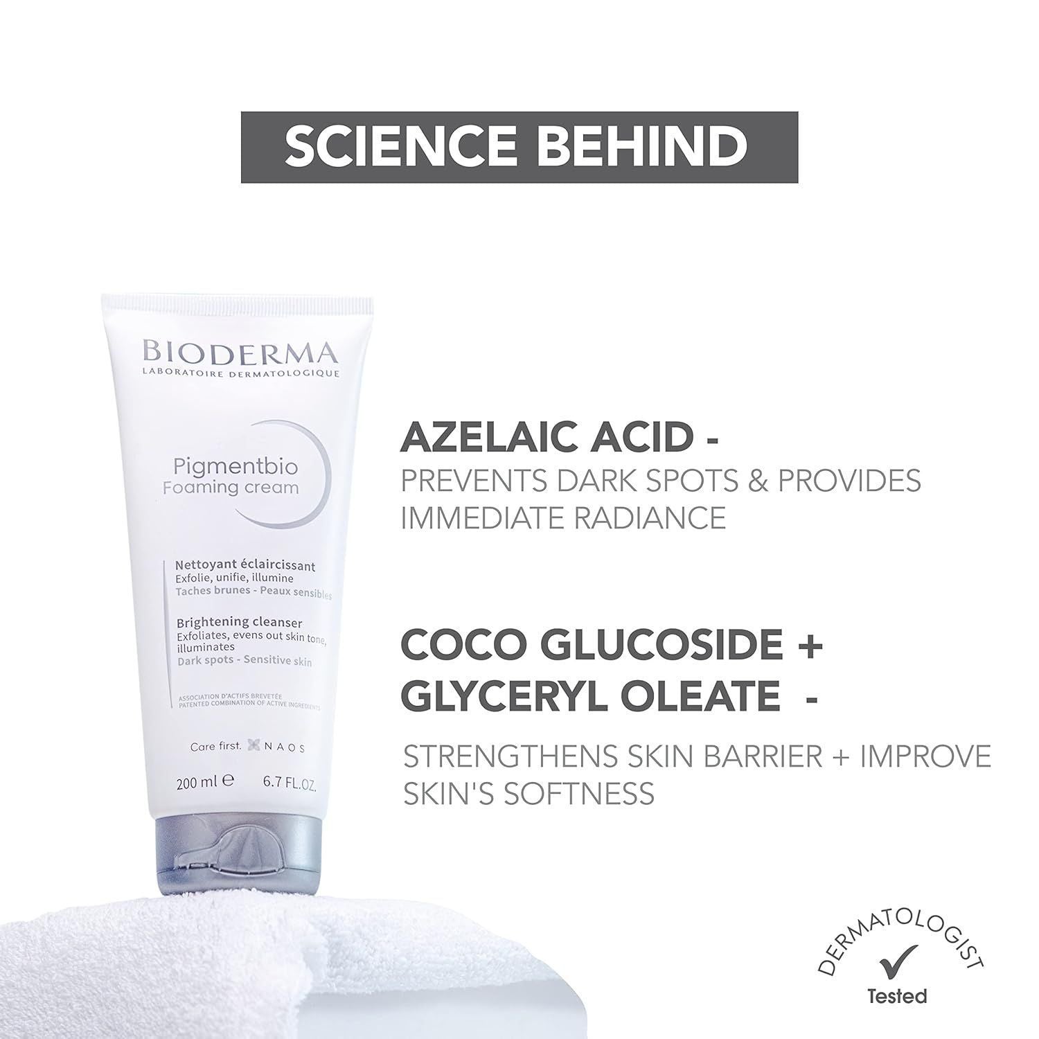 Bioderma Pigmentbio Face & Body Foaming Cream Cleanser for Dark Spots & Sensitive Skin, 200ml - Makkah Pharmacy