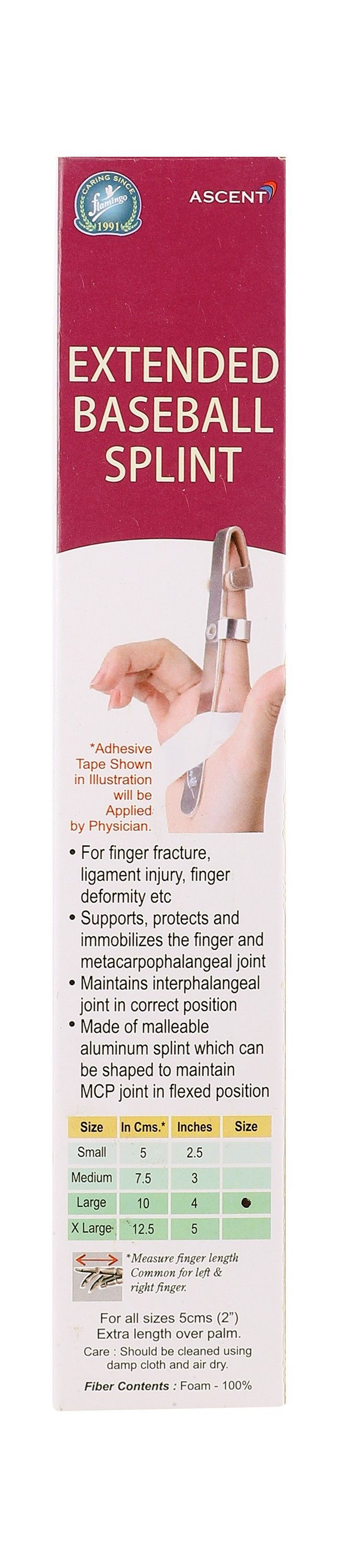 Flamingo Small 5cm Extended Baseball Finger Splint, 1 Piece - Makkah Pharmacy