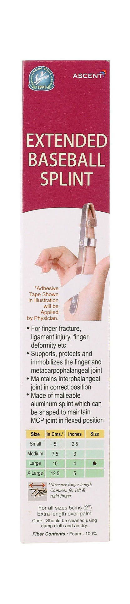 Flamingo Small 5cm Extended Baseball Finger Splint, 1 Piece - Makkah Pharmacy