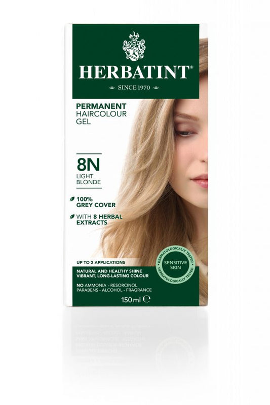 Herbatint Permanent Haircolor Gel, 8N Light Blonde, 4.56 Ounce