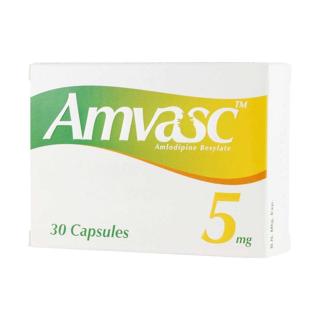 Amvasc 5mg Amlodipine Besylate, 30 Capsules