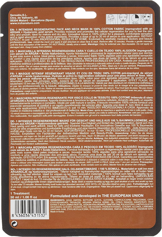 Iroha Regenerating Argan Face & Neck Sheet Mask 30ml