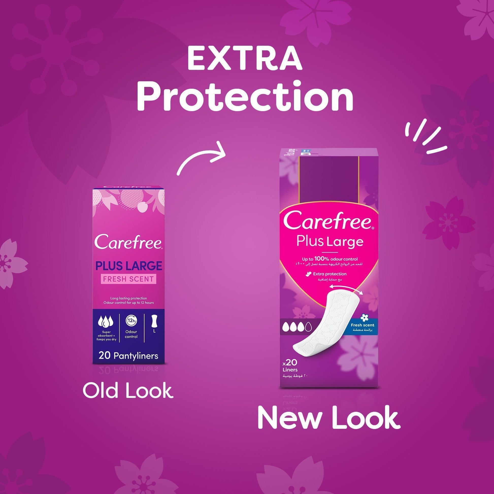 Carefree Plus Large Fresh Scent Pantyliners, 20 Pieces - Makkah Pharmacy