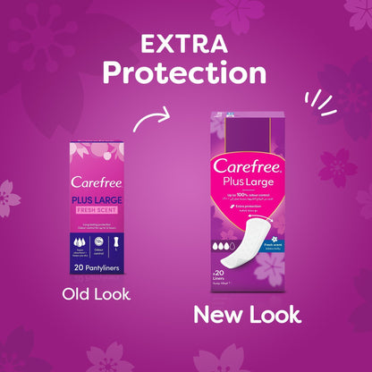 Carefree Plus Large Fresh Scent Pantyliners, 20 Pieces - Makkah Pharmacy