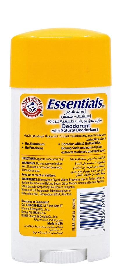 Arm & Hammer Essentials 24H Deodorant Stick Rosemary & Lavender Scent, 71g - Makkah Pharmacy