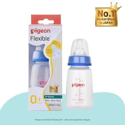 Pigeon Blue 120ml Plastic Nursing Bottle with Peristaltic Nipple, 1 Piece
