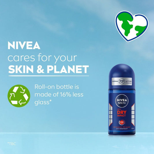 Nivea Dry Impact Antiperspirant Deodorant Roll-On for Men, 50ml