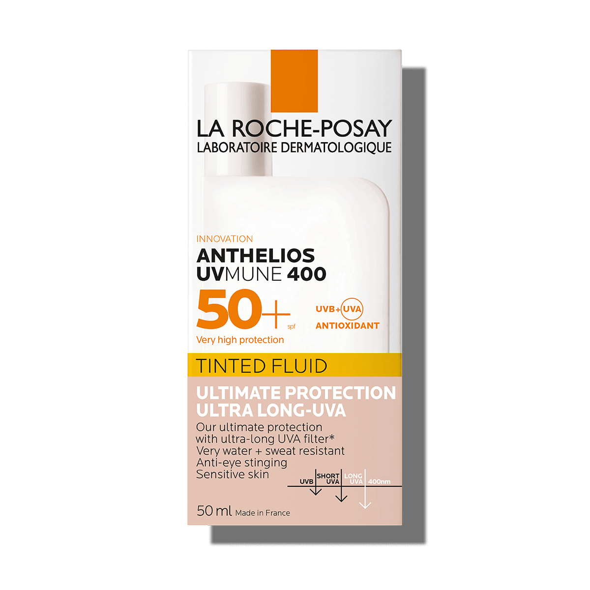 La Roche-Posay Anthelios 400 Water & Sweat Resistant Tinted Facial Sunscreen for Sensitive Skin SPF50+, 50ml - Makkah Pharmacy