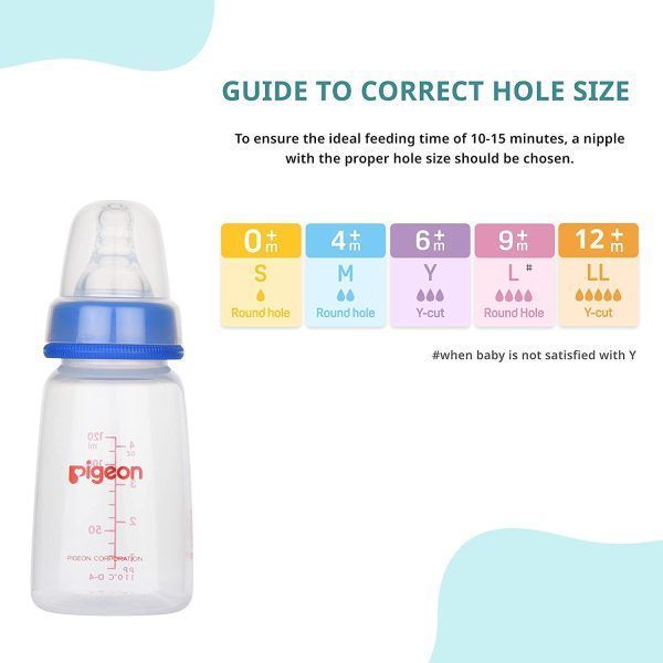 Pigeon Blue 120ml Plastic Nursing Bottle with Peristaltic Nipple, 1 Piece