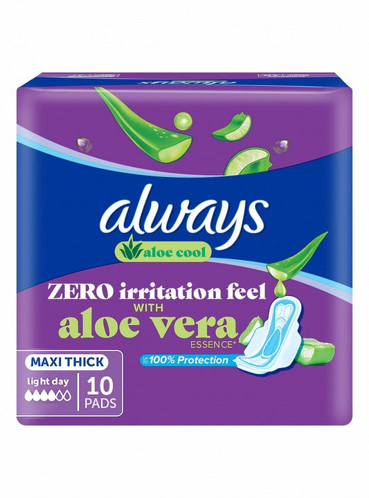 Always Zero Irritation Maxi Thick Large Pads with Wings, 10 Pieces - Makkah Pharmacy