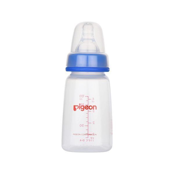 Pigeon Blue 120ml Plastic Nursing Bottle with Peristaltic Nipple, 1 Piece