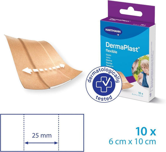 Hartmann Dermaplast Flexible Elastic Plasters (6x10cm), 10 Pieces - Makkah Pharmacy