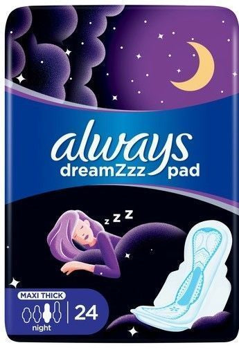 Always DreamZzz Maxi Thick Night Pads with Wings, 24 Pieces - Makkah Pharmacy