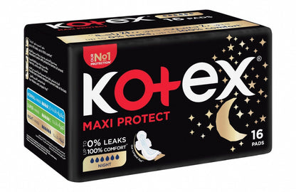 Kotex Maxi Protect Night Pads with Wings, 16 Pieces - Makkah Pharmacy