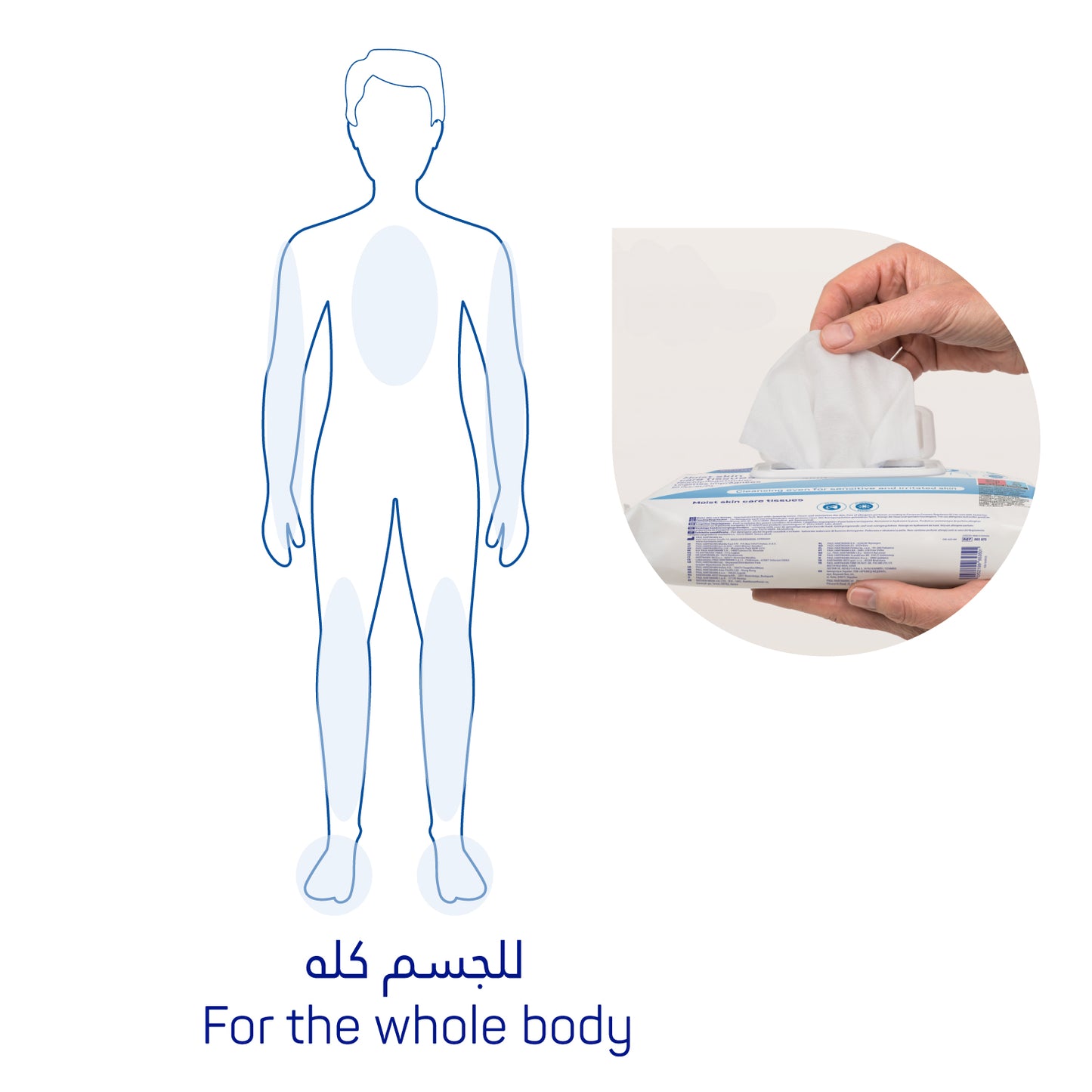 MoliCare Skin Moist skin care tissues, Large tissues for quick and practical cleansing for incontinent and senior persons, 50 pieces / pack