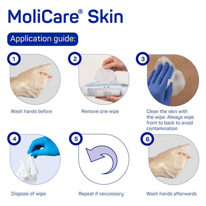 MoliCare Skin Moist skin care tissues, Large tissues for quick and practical cleansing for incontinent and senior persons, 50 pieces / pack