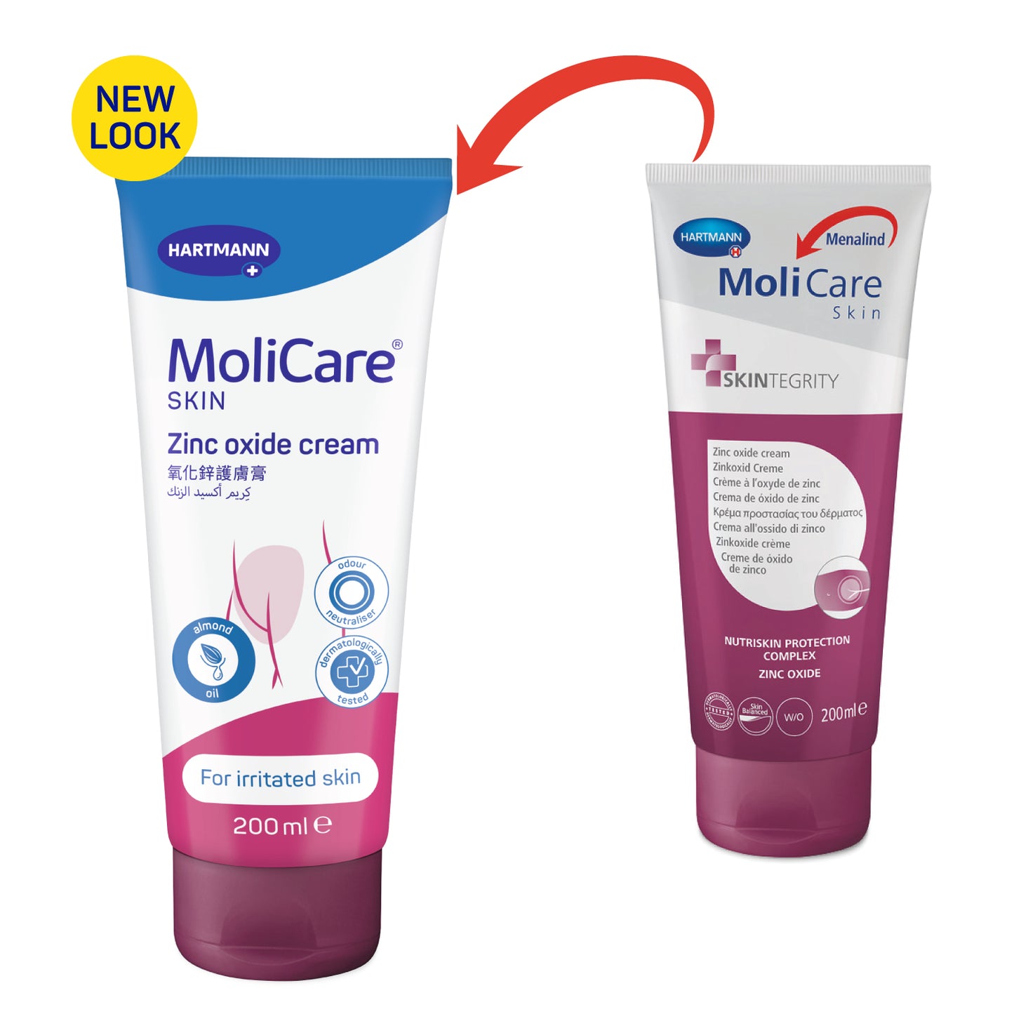 MoliCare Skin Zinc Oxide cream, Protective Skin Barrier Cream for slightly irritated skin 200ml