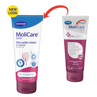 MoliCare Skin Zinc Oxide cream, Protective Skin Barrier Cream for slightly irritated skin 200ml