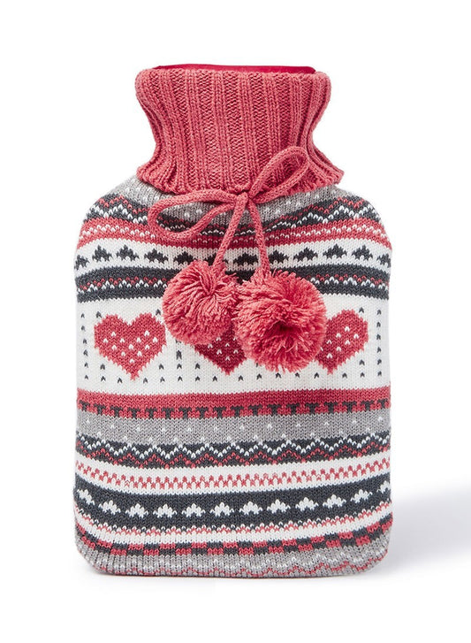 Hot Water Bottle 1L - Knitted Cover Red [0074]