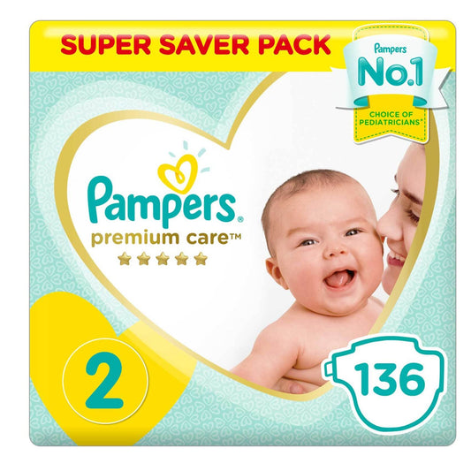 Pampers Premium Care Diapers, Size 2, 136 Count