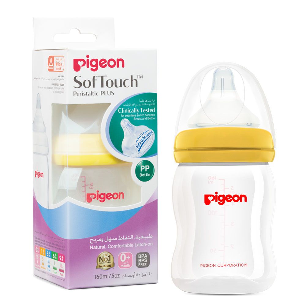 Pigeon SofTouch Green 160ml Anti-Colic Nursing Bottle (0+ Months), 1 Piece