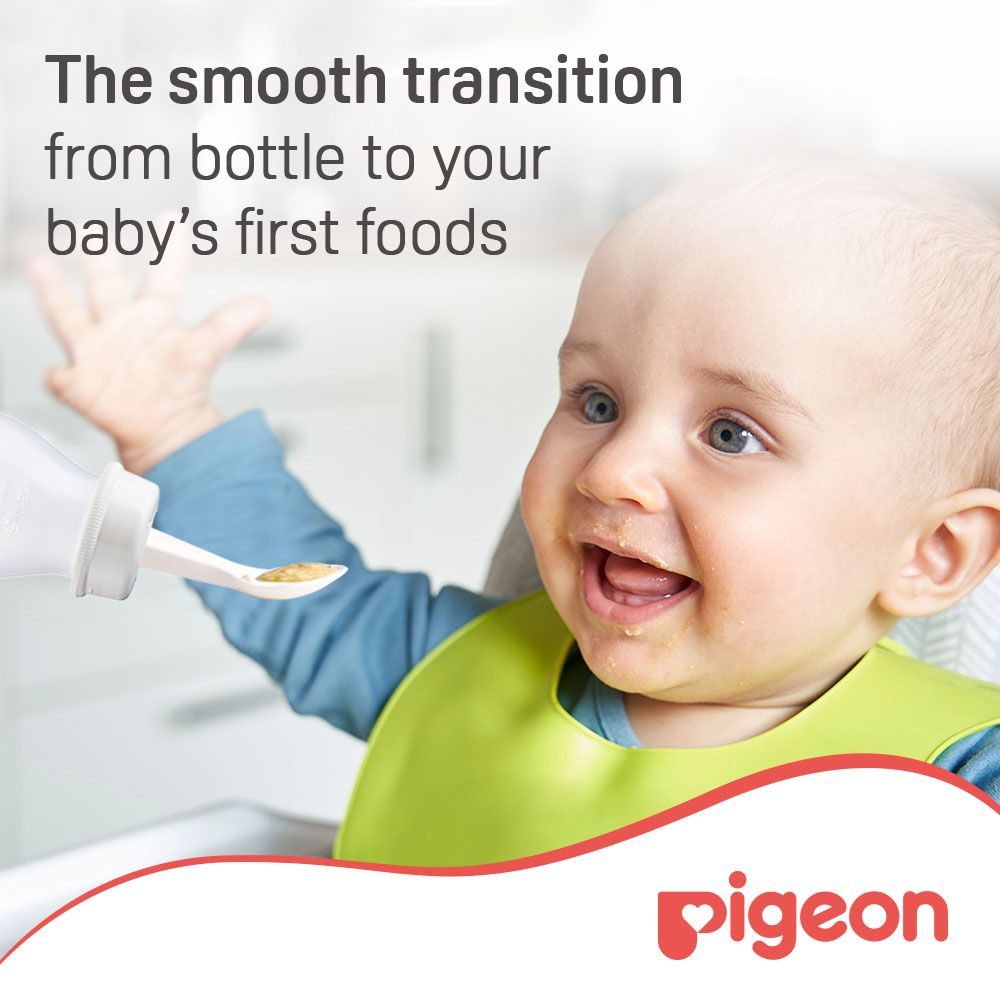 Pigeon 240ml Weaning Bottle with Spoon & Cleaning Brush (6+ Months), 1 Piece - Makkah Pharmacy