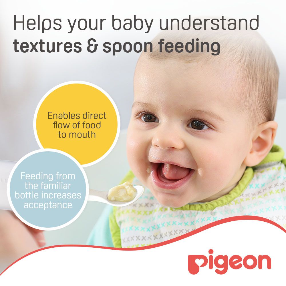 Pigeon 240ml Weaning Bottle with Spoon & Cleaning Brush (6+ Months), 1 Piece - Makkah Pharmacy