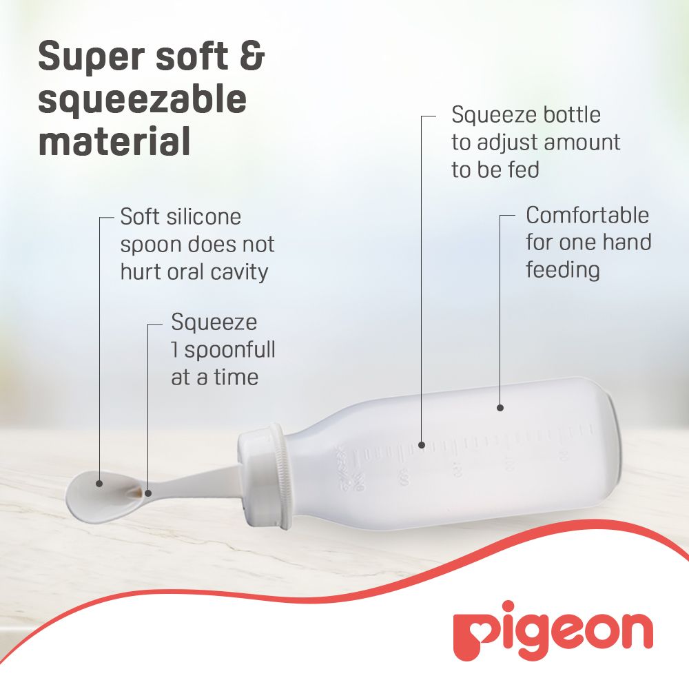 Pigeon 240ml Weaning Bottle with Spoon & Cleaning Brush (6+ Months), 1 Piece - Makkah Pharmacy