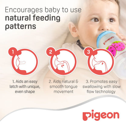 Pigeon Large Slim Neck Peristaltic Nipple (7+ Months), 2 Pieces