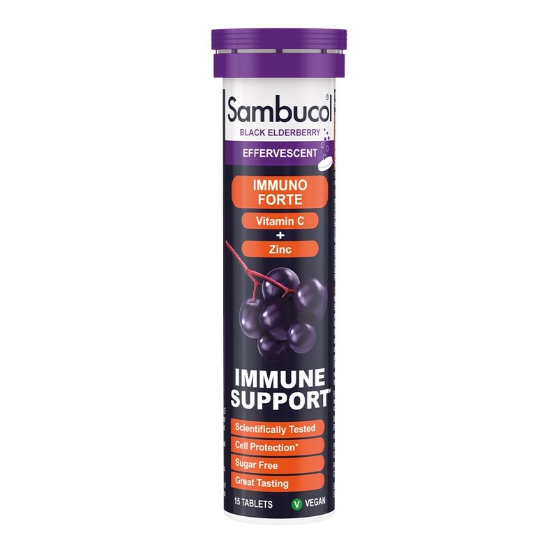 Sambucol Black Elderberry Immuno Forte Effervescent Tablets, 15 Tablets - Makkah Pharmacy