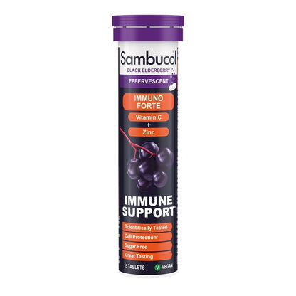 Sambucol Black Elderberry Immuno Forte Effervescent Tablets, 15 Tablets - Makkah Pharmacy