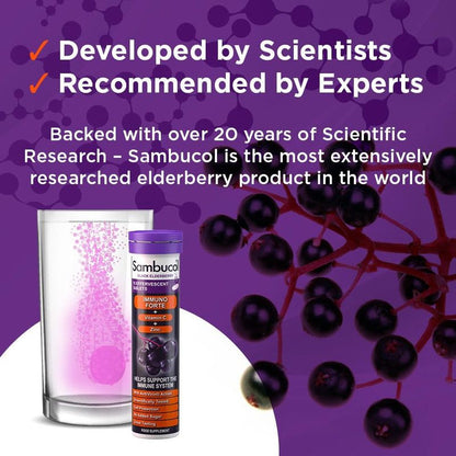 Sambucol Black Elderberry Immuno Forte Effervescent Tablets, 15 Tablets - Makkah Pharmacy