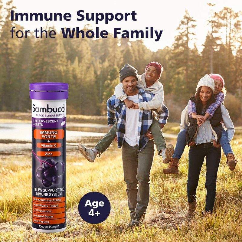 Sambucol Black Elderberry Immuno Forte Effervescent Tablets, 15 Tablets - Makkah Pharmacy