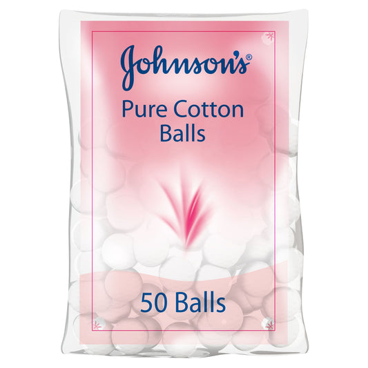 Johnson's Pure Cotton Balls, 50 Pieces - Makkah Pharmacy