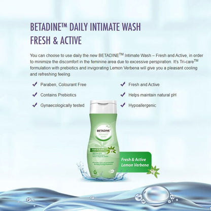 Betadine Hypoallergenic Fresh & Active Intimate Wash Lemon Verbena Scent, 50ml - Makkah Pharmacy