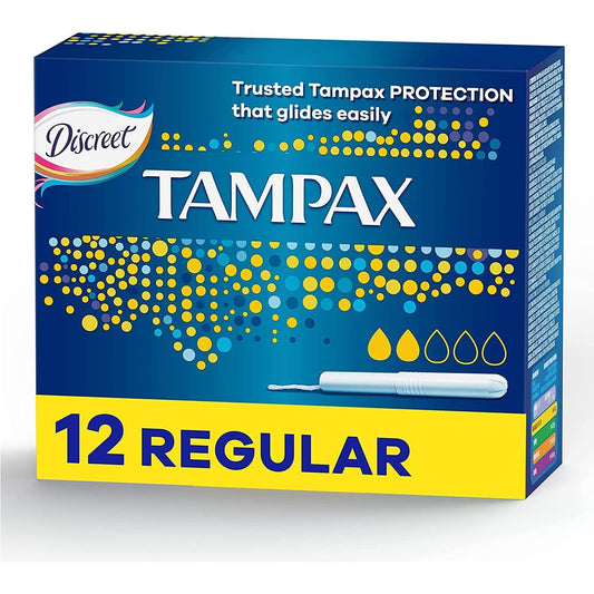 Tampax Regular Absorbency Cardboard Applicator Tampons, 12 Pieces - Makkah Pharmacy