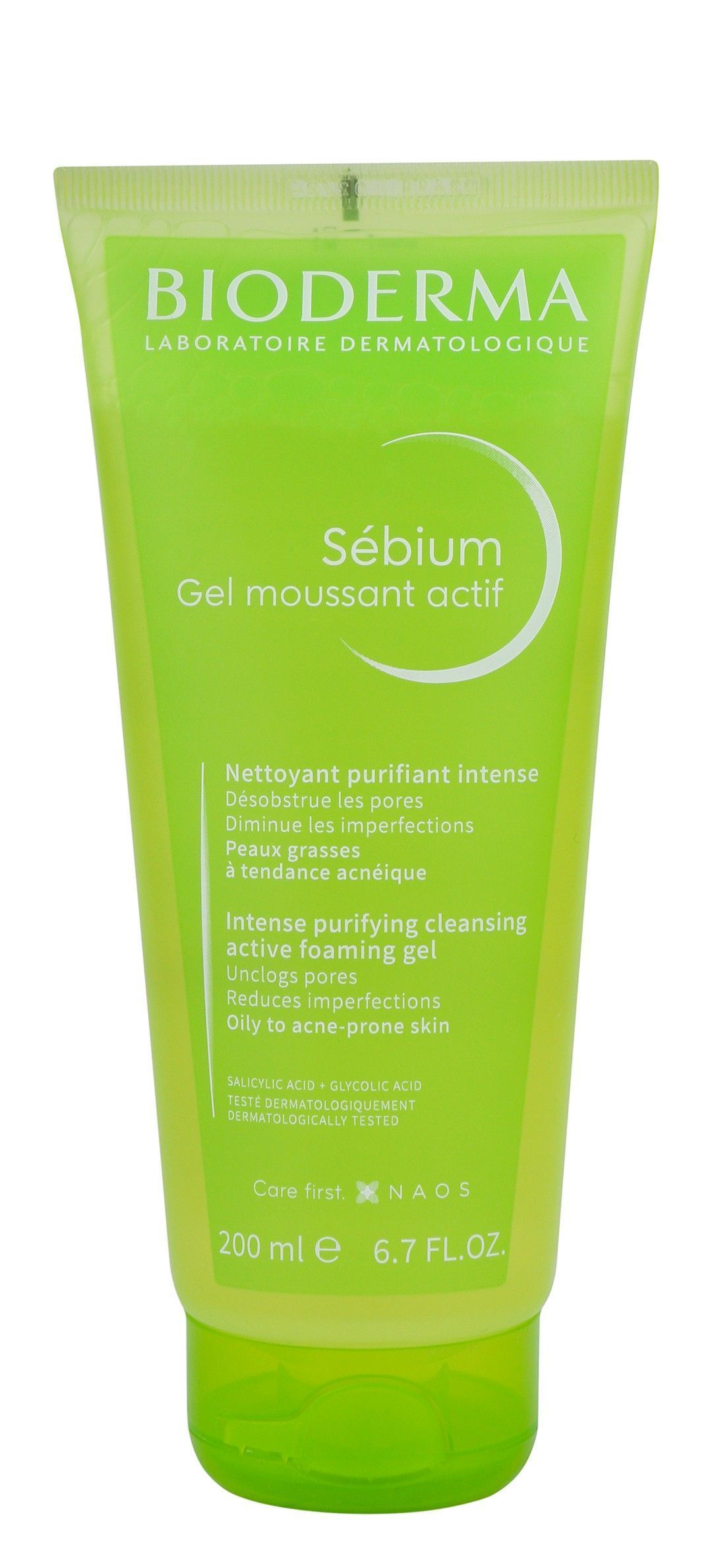 Bioderma Sedium Intense Purifying & Cleansing Active Foaming Gel with Salicylic & Glycolic Acid for Oily & Acne-Prone Skin, 200ml - Makkah Pharmacy