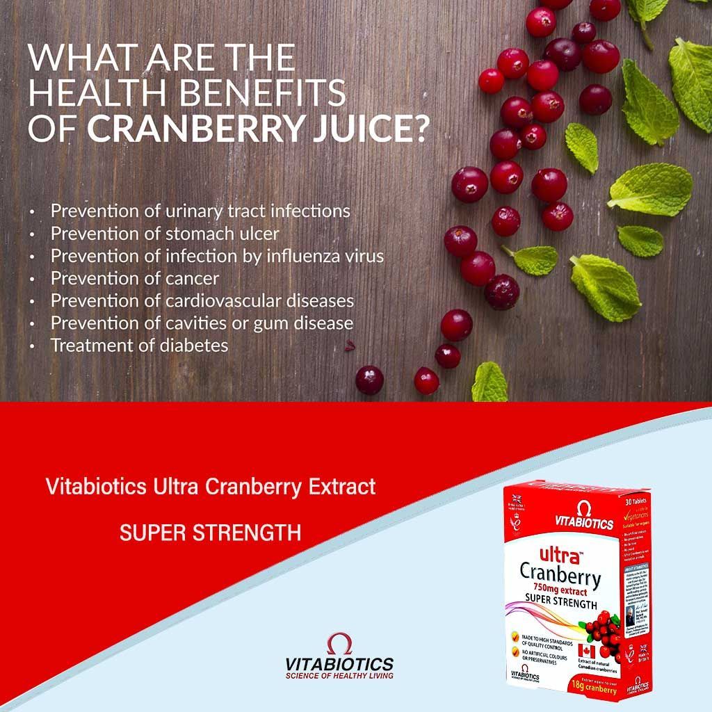 Vitabiotics Ultra Cranberry 750 Mg Extract Super Strength Tablets 30 Pieces - Makkah Pharmacy