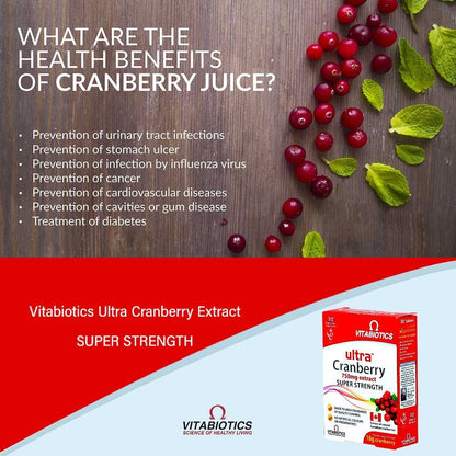 Vitabiotics Ultra Cranberry 750 Mg Extract Super Strength Tablets 30 Pieces - Makkah Pharmacy