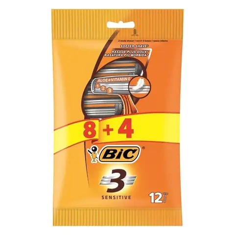 Bic 3 Sensitive Razors 12 Pieces