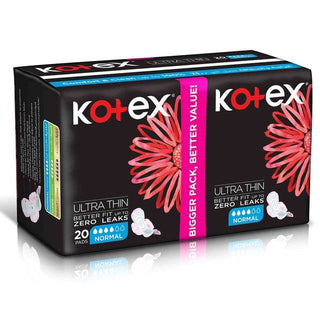 Kotex Ultra Thin Normal Size Sanitary Pads with Wings, 20 Pads - Makkah Pharmacy