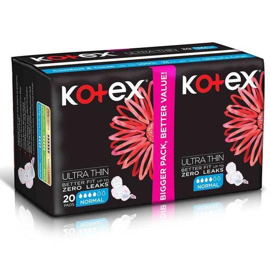 Kotex Ultra Thin Normal Size Sanitary Pads with Wings, 20 Pads - Makkah Pharmacy