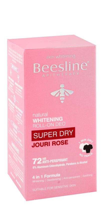 Beesline Apitherapy Super Dry Jouri Rose Whitening Aluminum Free Roll-On Deodorant, 50ml - Makkah Pharmacy