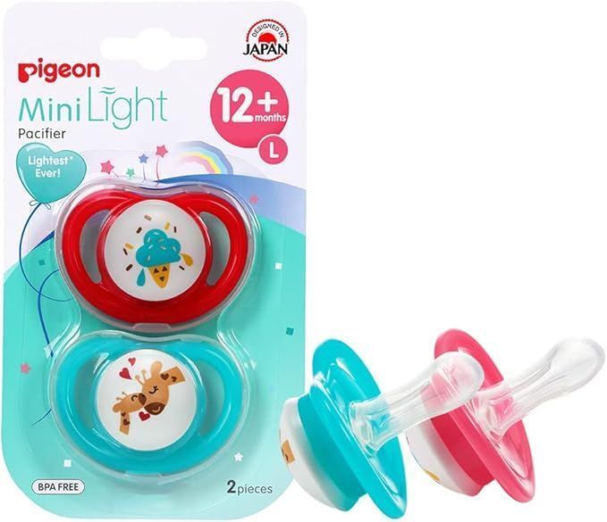 Pigeon Mini Light Large Green & Red Pacifiers (12+ Months), 2 Pieces - Makkah Pharmacy