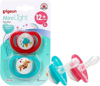 Pigeon Mini Light Large Green & Red Pacifiers (12+ Months), 2 Pieces - Makkah Pharmacy