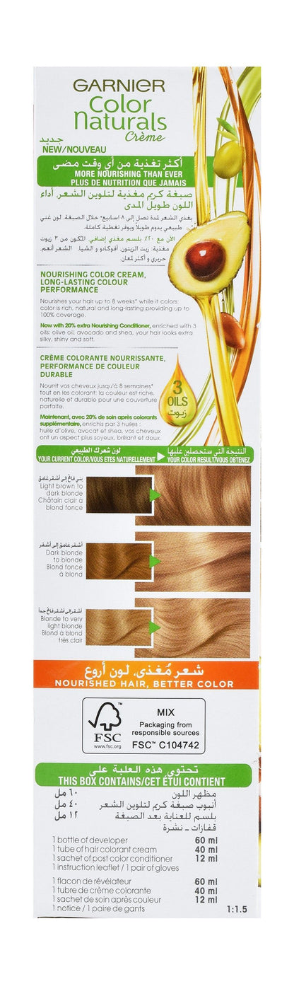 Garnier Color Naturals Nourishing Permanent Hair Dye Cream with 3 Oils Light Blonde 8, 1 Pack - Makkah Pharmacy