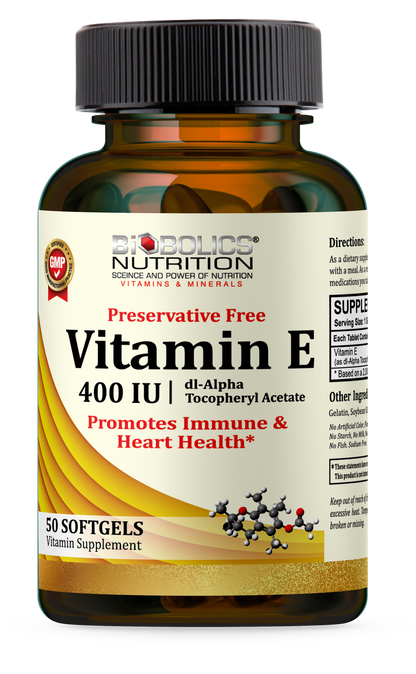 Biobolics Nutrition 400 IU Vitamin E Immune System & Heart Support Supplement, 50 softgels - Makkah Pharmacy